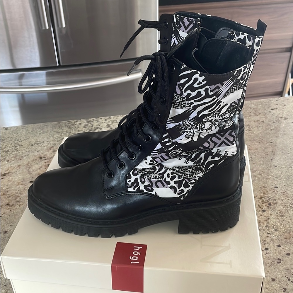 Högl Black leather boots UK 7&1/2 US10 made in Austria